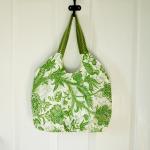 Pleated Handbag Purse Tote Green And White..