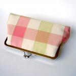 Kisslock Clutch Silk Frame Handbag Pink And Green..